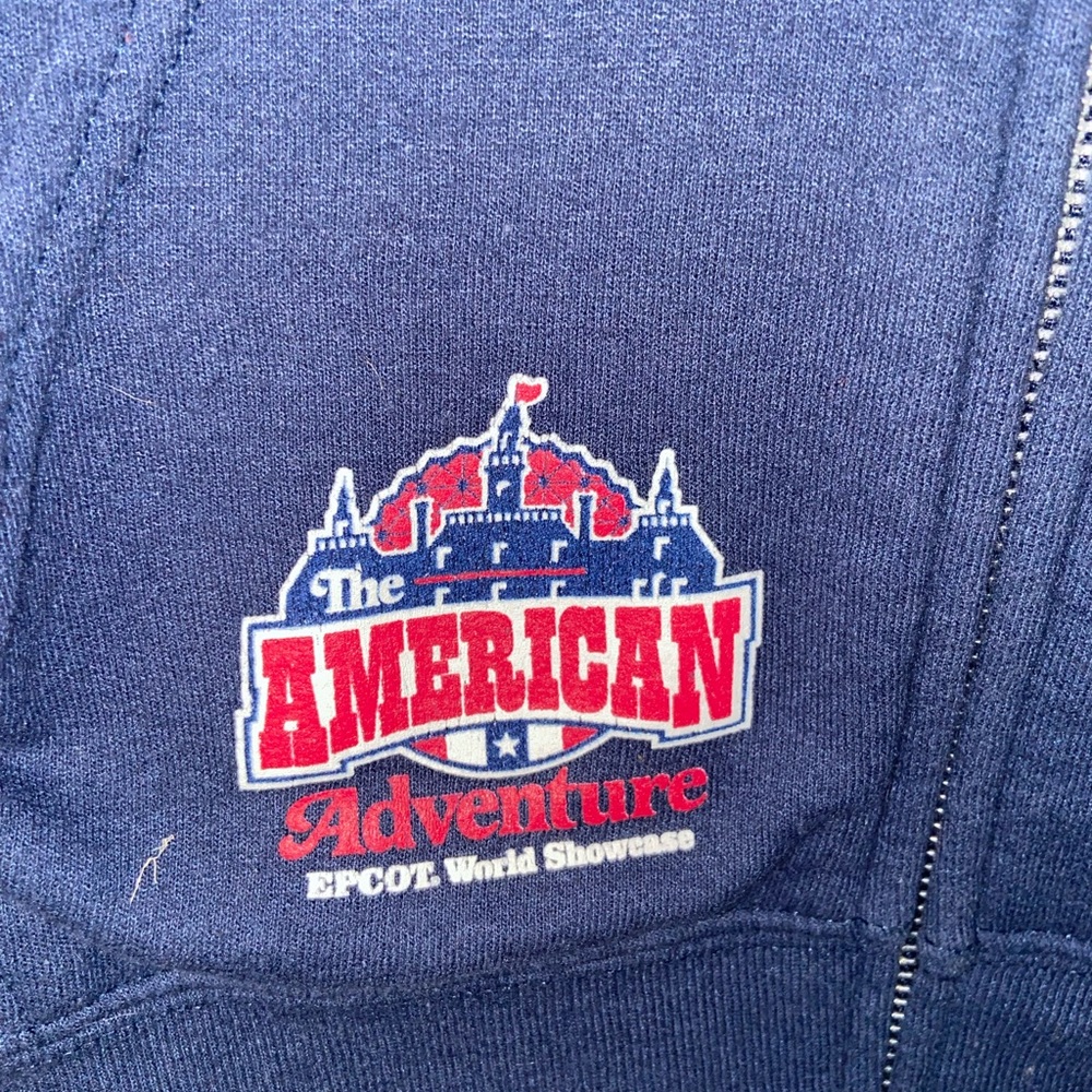 Epcot World Showcase Disney Parks Zip Up Mickey USA States Blue Hoodie Jacket - Picture 4 of 6